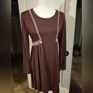 ALTR'D STATE Boho Long Sleeve Embroidered Modal Blend Mini Dress Size L